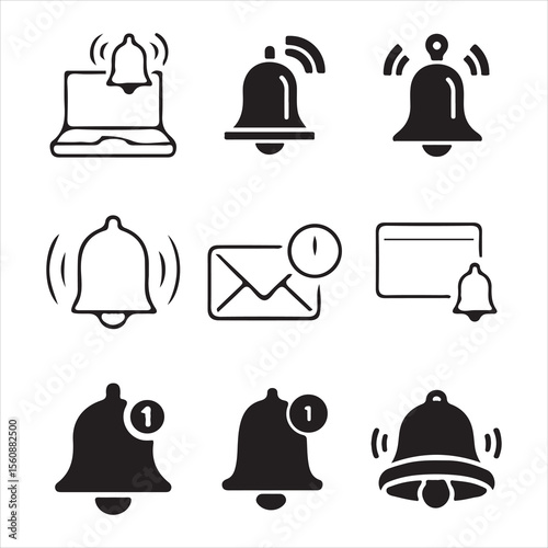 Bell icon set showing unread notifications