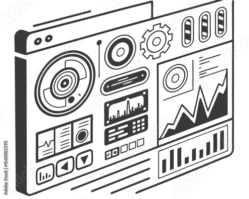 The concept of a futuristic shape element is rooted in science fiction, cyberpunk, and retrofuturism, often depicted in HUD and GUI designs with a vaporwave abstract aesthetic