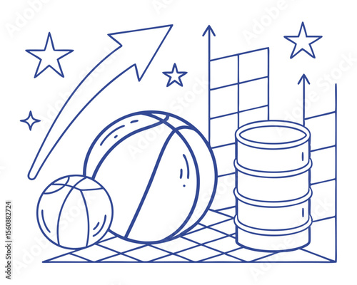 Vector illustration set of retrofuturism design, comprising abstract wireframe shapes and an assortment of geometric symbols in outline form
