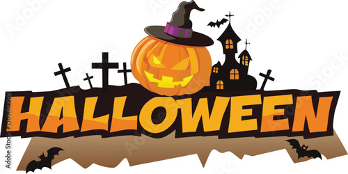 halloween background with pumpkin and bats