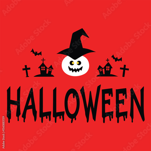 halloween background with pumpkin and bats