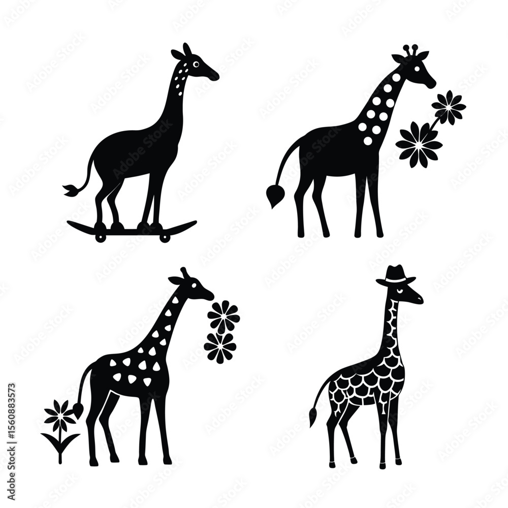 Fototapeta premium Giraffe silhouette bundle 