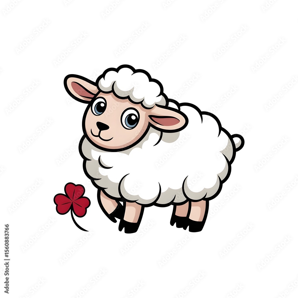 Obraz premium A cute cartoonish sheep illustration on a white background 