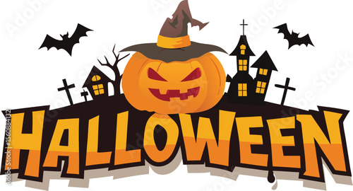 halloween background with pumpkin and bats