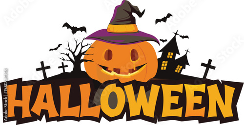 halloween background with pumpkin and bats