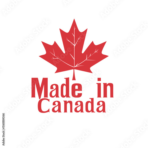 Modern label of Made in Canada product design featuring an emblem logo