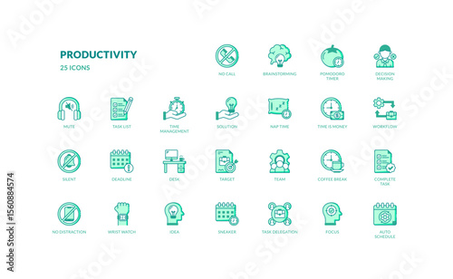Productivity Icon Set for Task and Time Management