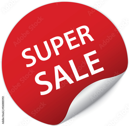 SUPER SALE - round red sticker banner