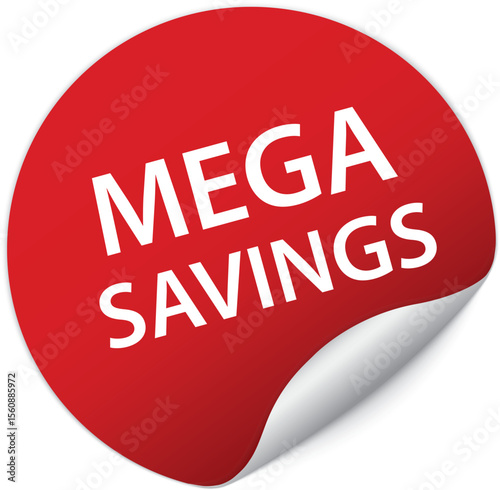 MEGA SAVINGS - round red sticker banner