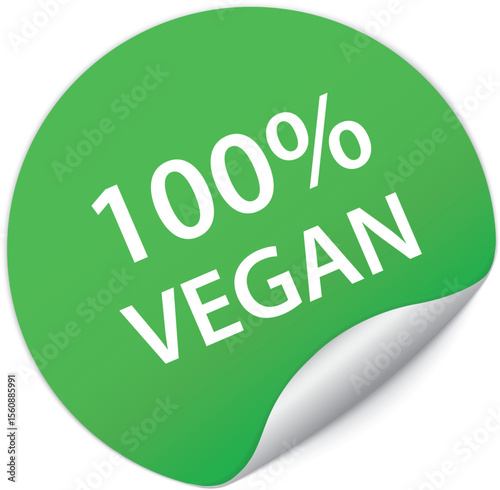 100% VEGAN – round green sticker banner
