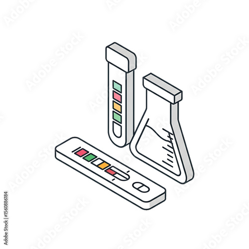 Laboratory testing tubes with color-coded results.