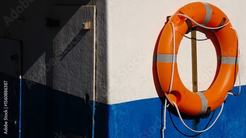 lifebuoy on deck of fishing boat