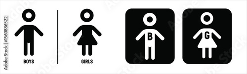 School Gendered Washroom Restroom Signs Set