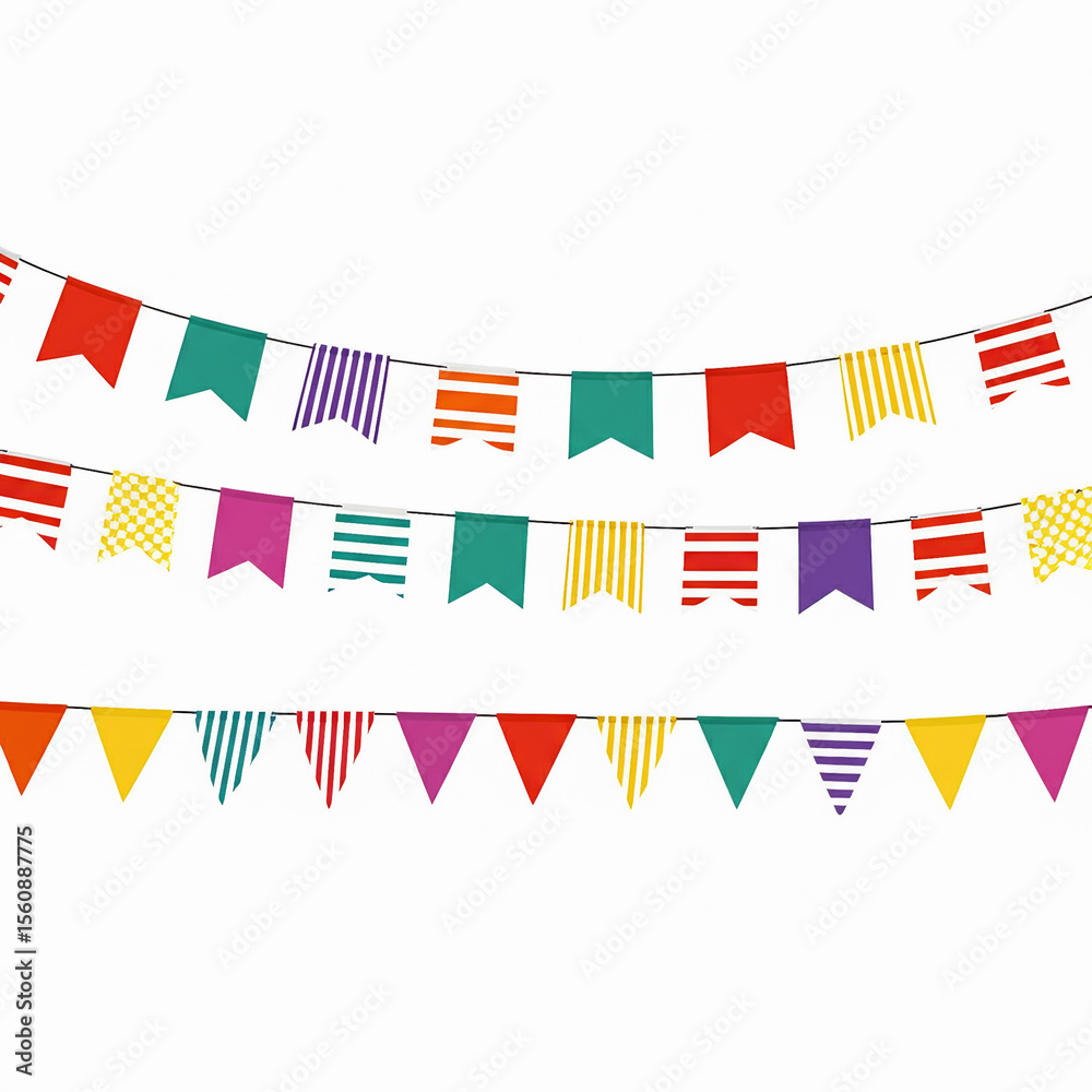 Fototapeta premium bandeiras de festa junina brasileira isoladas no fundo branco