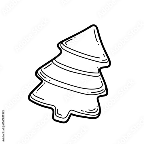Cartoon outline of a Christmas tree cookie illustration  