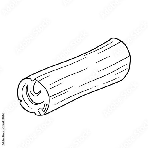 Wooden log with natural texture on white background  