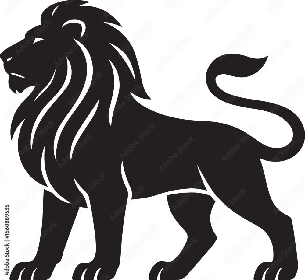 Powerful Black Silhouette of a Majestic Lion Powerful Black Silhouette of a Majestic Lion