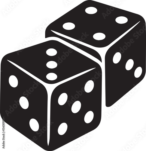 Two black dice show a simple and classic gambling image.