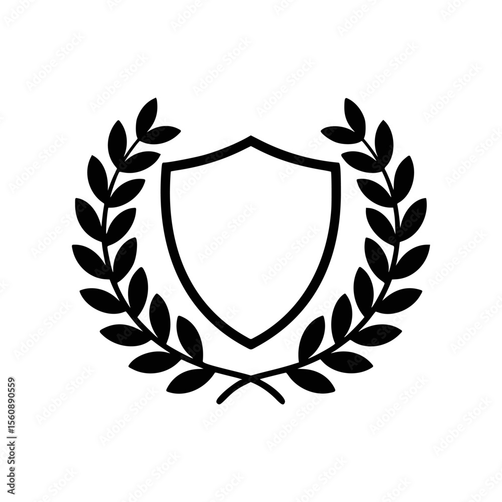 Fototapeta premium Shield emblem with laurel wreath