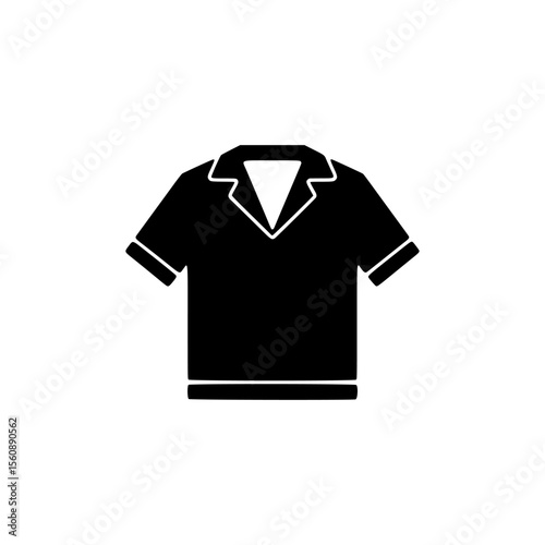 Black silhouette of a collared short sleeve shirt