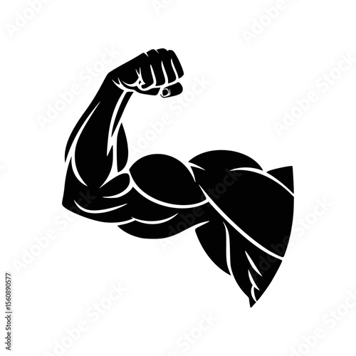 Stylized bicep flexing arm silhouette