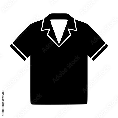 Black short sleeve camp collar shirt icon