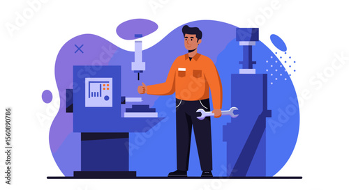 Skilled mechanic operating advanced machinery in a modern industrial workshop, representing manufacturing and engineering excellence.