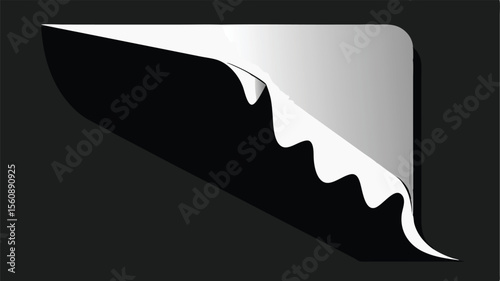Abstract design with peeling corner on white with subtle shadow effects