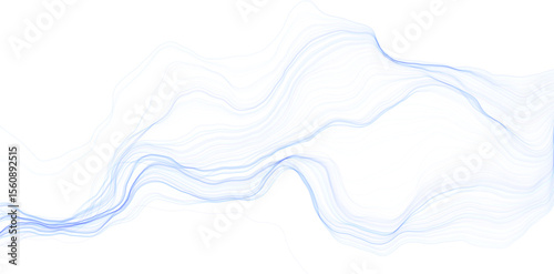 abstract organic blue wavy perlin noise flowfield as flow lines without background version 5