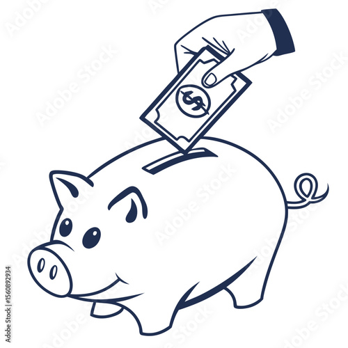 Money Deposit Icon – Piggy Bank with Coin.AI/EPS