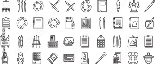 Art Supplies Icons A Comprehensive Collection of Drawing and Painting Tools