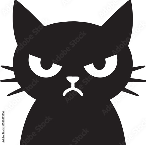 Angry black cat silhouette, perfect for pet lovers.