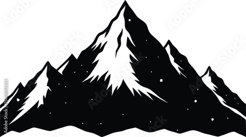 Ridge Covered in Fresh Snow, Snowy Mountain Landscape