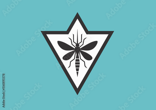 Mosquito, black and white vector silhouette