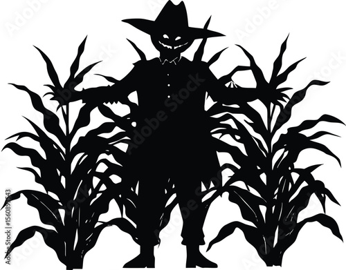 Scarecrow in Cornfield, Crop Protector in Farm Field