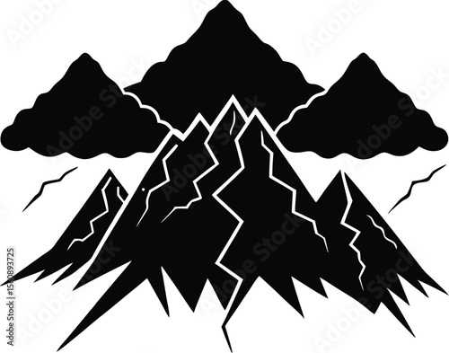 Thunderstorm Above Mountains, Lightning in High Peaks