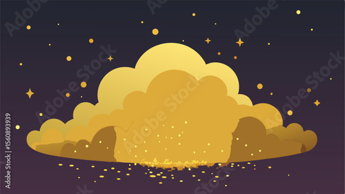 Abstract gold cloud and stars illustration suitable for design projects with transparency