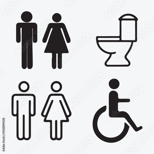 man and women toilet sign,  Restroom Door Icons, Vector Style on White Background