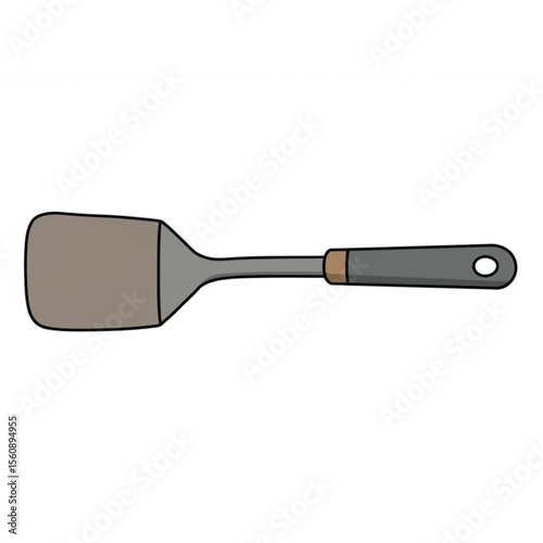 A flat, stylized cooking spatula design element that is ideal for use in culinary or food-related graphic projects and applications.