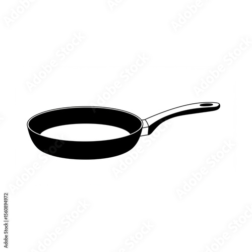 Simple skillet drawing displaying kitchen utensil, perfect for minimalist menus, cookbooks, or culinary designs and representing cooking.