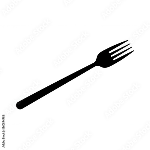 Classic fork utensil silhouette, a simple and modern design suitable for culinary themes or restaurant branding projects requiring dining elements.
