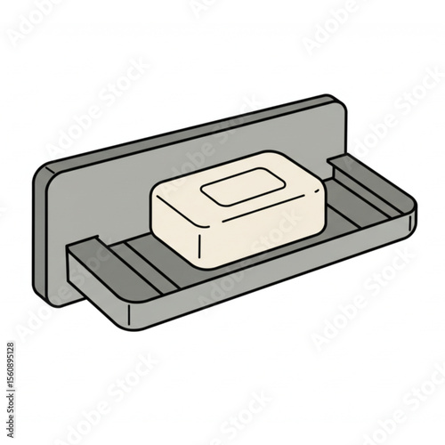 Charming graphic of a soap bar on a sleek holder perfect for bathroom design elements and hygiene related projects, adding a clean touch.
