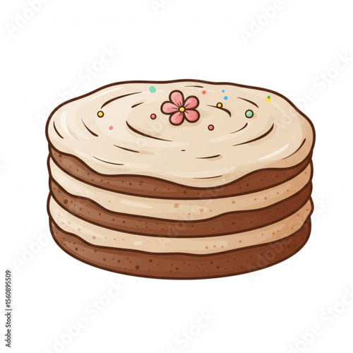 Celebrate with this delightful layered cake drawing, a sweet element perfect for festive designs and printable party decorations.
