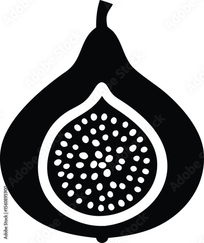 Detailed illustration of a cut fig showing seeds and inner flesh isolated on white background isolated on transparent background