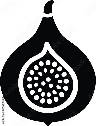 Detailed illustration of a cut fig revealing its seeds and inner flesh isolated on white background isolated on transparent background