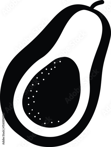 Detailed illustration of a half cut avocado showing its seed and creamy flesh texture isolated on white background isolated on transparent background