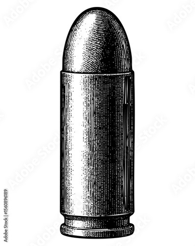 Handgun Bullet Ammunition – Vintage Engraving Illustration – Vector and PNG Isolated on Transparent Background
