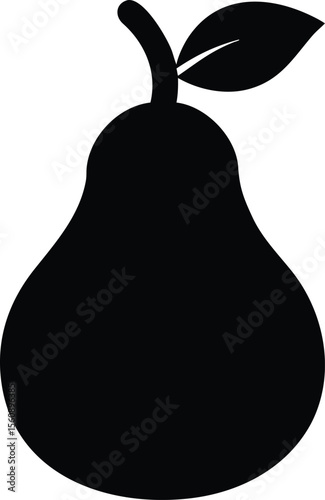 A ripe green pear with a curved body stem and leaf isolated on a white background isolated on white background isolated on transparent background