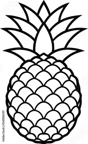 Detailed illustration of a ripe pineapple with a spiky green crown showcasing realistic texture and vibrant colors isolated on white background isolated on transparent background
