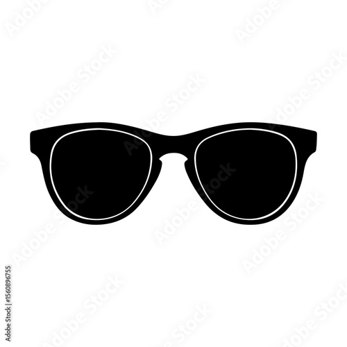 Black sunglasses icon with bold outline on white background for design elements